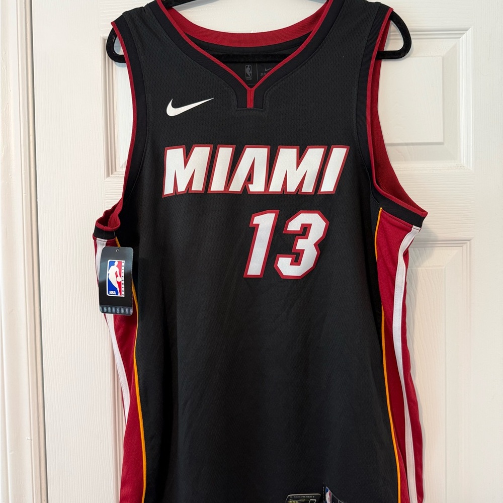 Nike Black and Red Miami Basketball Jersey with White Accents
